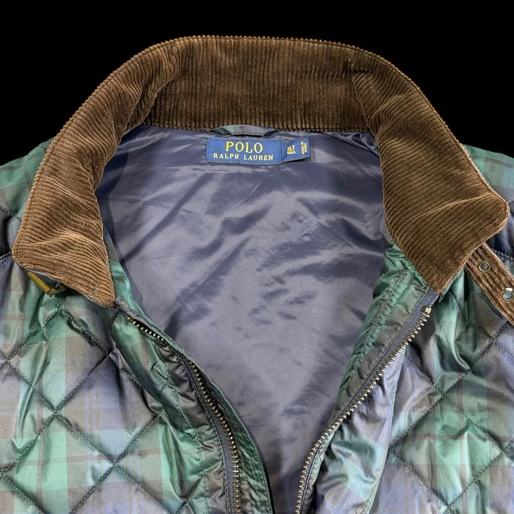 Ralph Lauren Polo Blackwatch Plaid Quilted Filled Vest Jacket Men's X-Large Tall